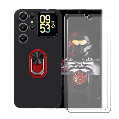 CongJiaLingXi �P�[�X �K�p �� Oukitel C62 GT (6.88") �����O�T�|�[�g+ [2�p�b�N]�����K���X�X�N���[���v���e�N�^�[�A�_��ȃV���R�[���V�F���o���p�[TPU�ی�J�o�[�������,��