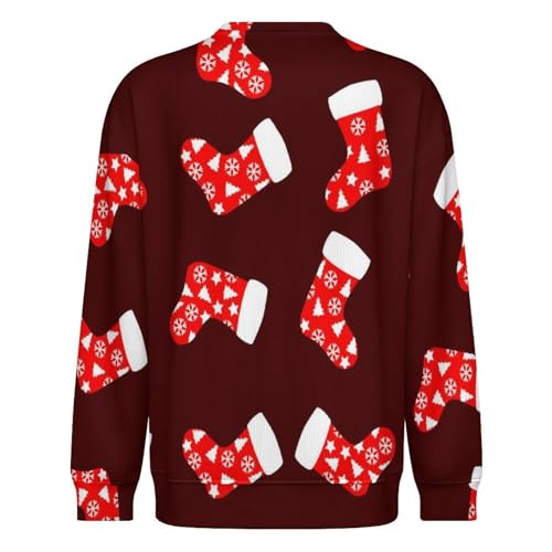 MoBlinko Mens Sweater Retro Christmas Socks Sweaters for Men Crew Neck Sweater for Men Lightweight Pullover3