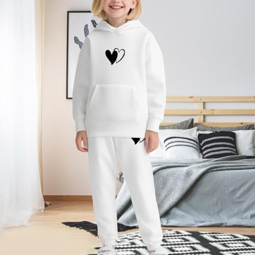 Kids Girls Fleece Jogging Set 2 Piece Cute Heart Cotton Hoodies Sweatpants Outfits Fall Warm Casual Sweatsuits Clothes3