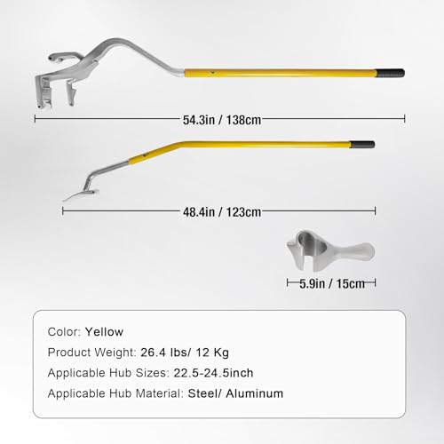 Image of YELLOW JACKET Tire Mount Demount Tool, 3PCS Tire Changer Demount Tool with Extra Bead Keeper, 22.5 to 24.5 inches, Tire Changing Tools for Car Repairing Adapted to Aluminum and Steel Rims, Yellow