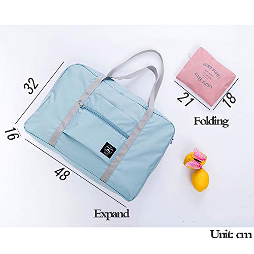 Axgo Folding Travel Duffel Bag Packable Light Nylon Water Resistant Tote Weekend Getaway Overnight Carry-on Shoulder, Pink