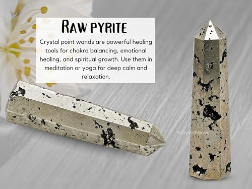Image of Crystal Heaven Certified Raw Pyrite Crystal Tower Obelisk Point For Chakra, Healing & Balancing-Aaa Grade Original Certified Gemstone Agate For Reiki Meditation Yoga Spiritual (3-4 Inches)
