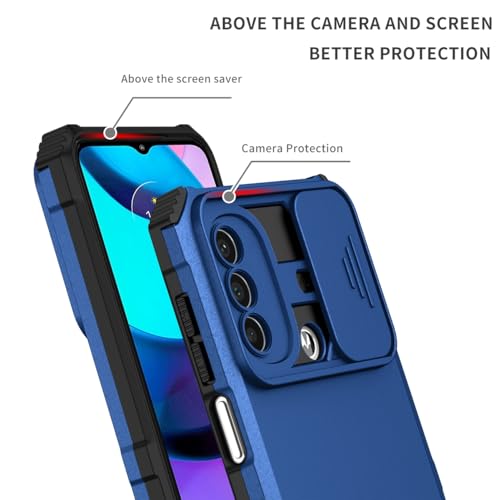 Coque Moto E20 E30 E40 avec protège-écran verre trempé et cache caméra bleu