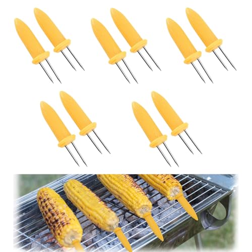 10 Stück Maiskolben Spieße Maiskolben Halter BBQ Mais Halter für BBQ Grillzubehör Corn Holders Schaschlikspieße Fruit Forks