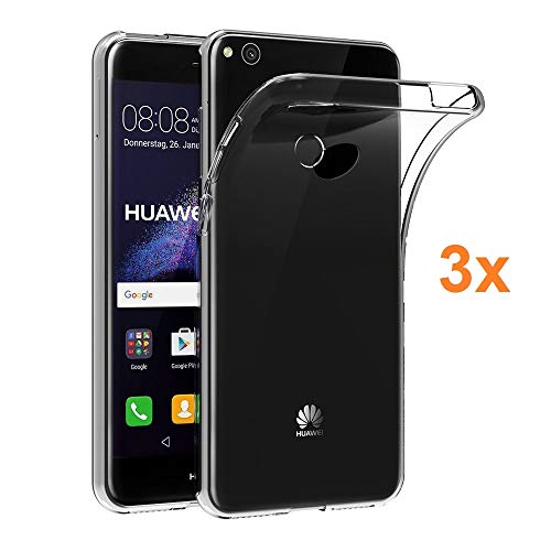 REY 3X Funda Carcasa Gel Transparente para Huawei P9 Lite (2017) / Huawei P8 Lite (2017), Ultra Fina 0,33mm, Silicona TPU de Alta Resistencia y Flexibilidad