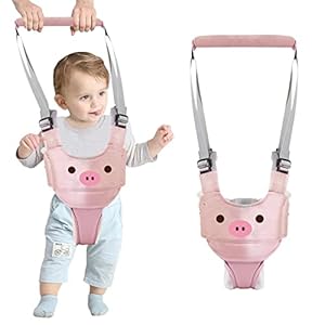Baby Walking Harness Handheld Baby Walker Assistant Belt Adjustable Toddler Infant Walker Safety Harnesses Standing Up Walking Learning Helper with Detachable Crotch for 9-24 Month (Pink Pig)