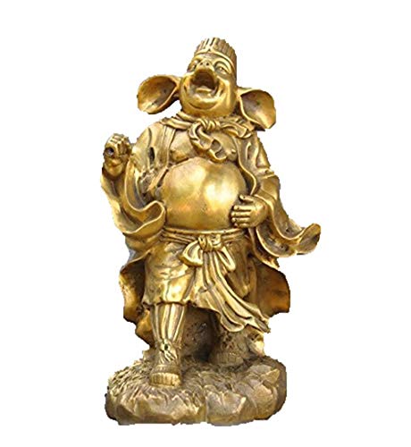 Statue de Cochon en Bronze Zhu Bajie Décoration Salon Zen