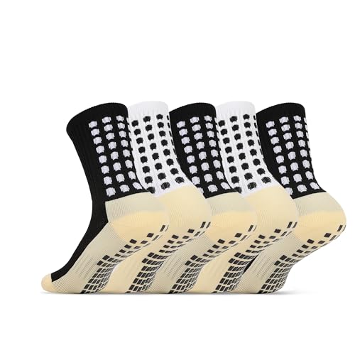 Men's Soccer Socks - Non Skid Anti Slip Socks for Football Basketball Hockey Rugby Sports 5 Pair2