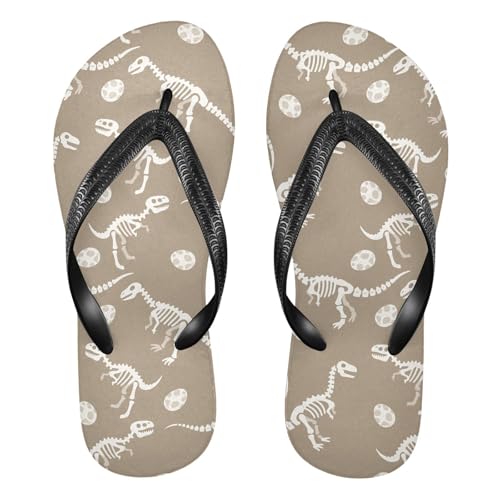 Skull Dino Skull Yellow Flip Flop Beach Summer Casual Sandal for Women & Men Shower Shoes 2301696