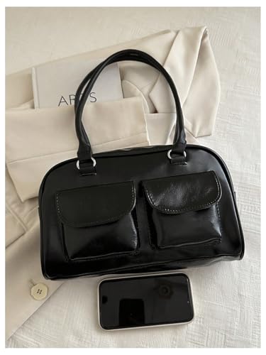 GORGLITTER Women’s 90s Vintage Shoulder Bag Y2K PU Leather Handbag Top Handle Purse3