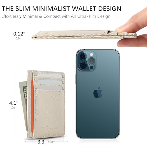 Image of Travelambo Slim Wallet Front Pocket Minimalist Leather RFID Blocking Medium Size