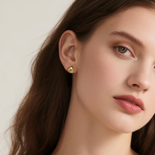 Gold Studs Earrings for Women 14k Gold Stud Earrings for women Exquisite Small Stud Earring for Women Well-polished Studs Jewelry 10mm2
