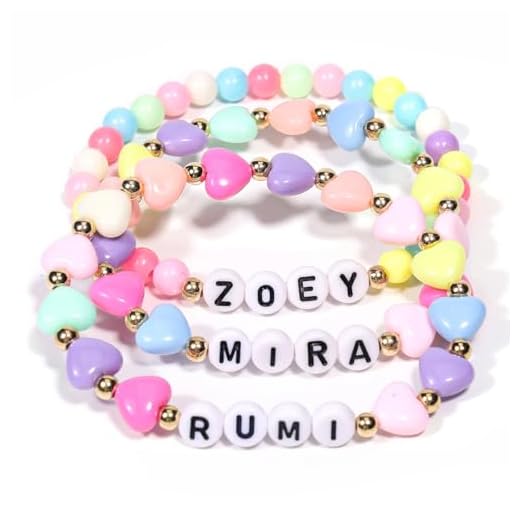 AICase for Kpop Demon Hunters Merch Rumi Zoey Mira Inspired Bracelets 3 Pcs Stackable Stretch Friendship Beaded Bracelets for Huntrix k pop Unique Merchandise Jewelry Gifts for Fans Women Men_1