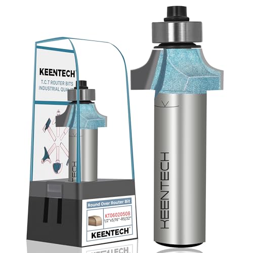 Image of KEENTECH Round Over Router Bit, 1 /2 inch Shank x 13 /16 inch Dia x 5 /32 inch Radius | Industrial Grade, Tungsten Carbide Tipped, 10X Lifespan, Woodworking