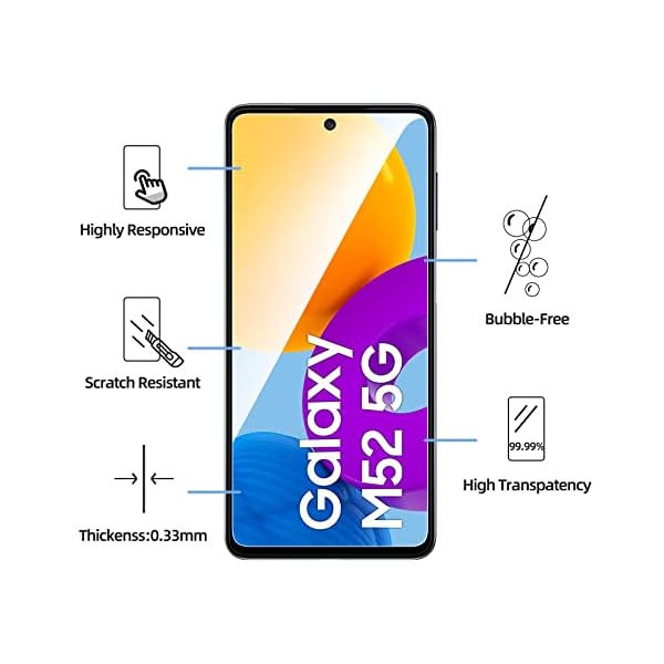 NEW'C 3 Stück, Panzer Schutz Glas für Samsung Galaxy M52 5G (6,7"), Frei von Kratzern, 9H Härte, HD Displayschutzfolie, 0.33mm Ultra-klar, Ultrabeständig – Bild 4