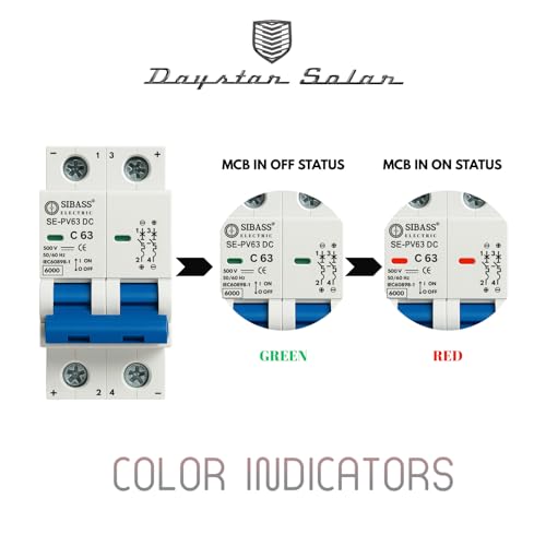 Image of SIBASS DC MCB 63A 2-Pole 500V Circuit Breaker | 6kA Breaking Capacity | Fast Tripping | Flame Retardant | For Solar & Industrial DC Applications