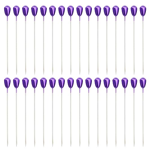 Yosawa 200 Pcs Corsage Boutonniere Pins Teardrop Colored Pearl Head Pins Wedding Bouquet Pins for Fabric, Jewelry DIY, Wedding Flower Decorationsï¼ˆPurple/SDï¼‰