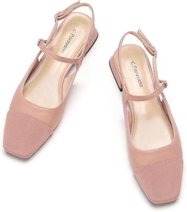 CParavano-Womens-Slingback-Square-Toe-Slingback-Flats-Ankle-Strap-Flats-Sandals-Slip-on-Casual-Flats-Shoes-Leather-Dress-Shoes-for-Wedding