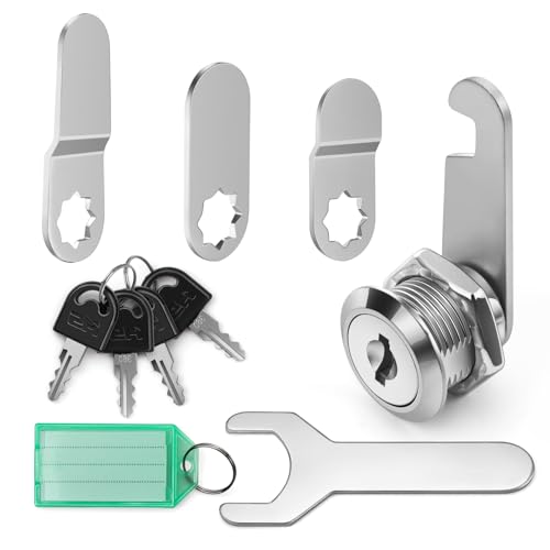 Serrure de Boîte aux Lettres 16 mm, Serrure de Sécurité à Came avec 4 Clés 4 Plaques de Sécurité Différentes, serrure boite aux lettres à levier pour...