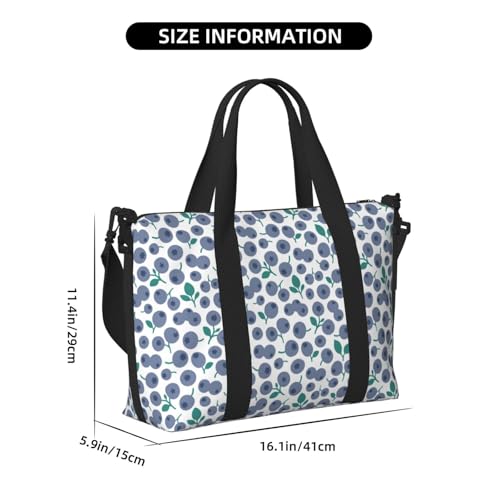 Laptop Tote Bag for Women Work - cute Blueberry Print Gym Bag for Women Men, Personal Item Crossbody Travel Bags Carry On, Overnight Weekender Bags for Women Travel2