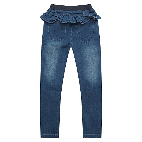 Richie House Little Girls' Denim Pants with Ruffles at Waist RH15632