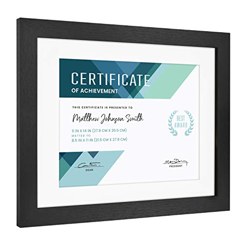MCS Studio Gallery 11x14 Matted To Fit 8.5x11 Picture Frame Black Woodgrain, Rectangle Photo Frame for Photos, Posters & Art Prints (1-Pack)