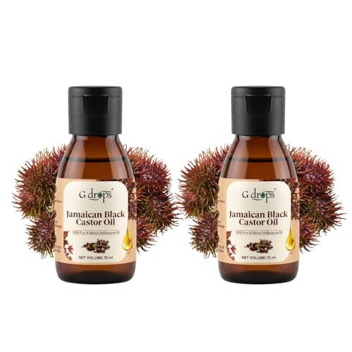 Image of Jamaican Black Castor Oil - Cold Pressed, 100% Pure & Unrefined JBCO for Hair Growth, Thicker Eyebrows, Longer Eyelashes & Scalp Nourishment | For Men & Women | Pack of 2 (70ml + 70 ml)