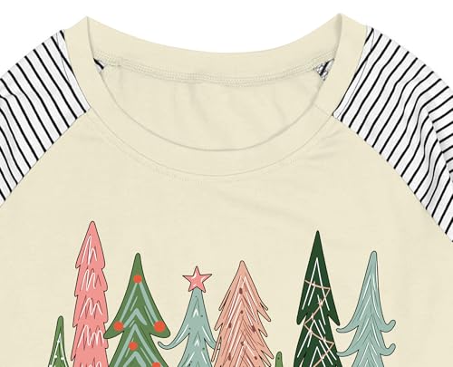Plus Size Christmas T Shirt Women Xmas Leopard Plaid Trees Print Tees Casual Long Sleeve Holiday Shirts Top4