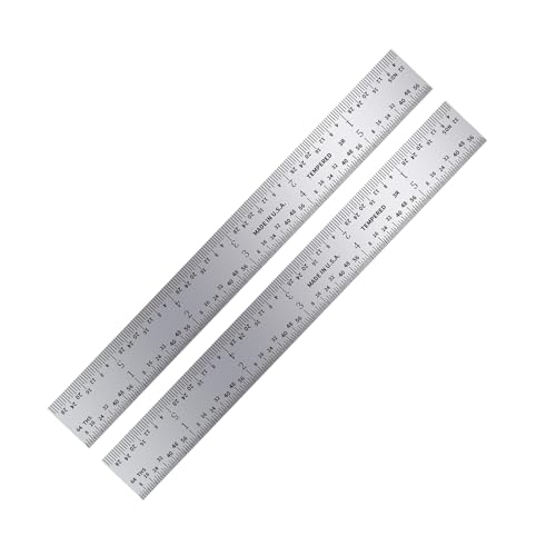 PEC Tools Made in USA 6" Metal Ruler, Rigid, 2 Pack