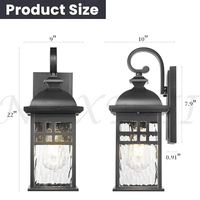 Outdoor Wall Lamps Exterior Lighting Fixtures 22 Inch Height Porch Light with Water Ripple Glass E26 Socket