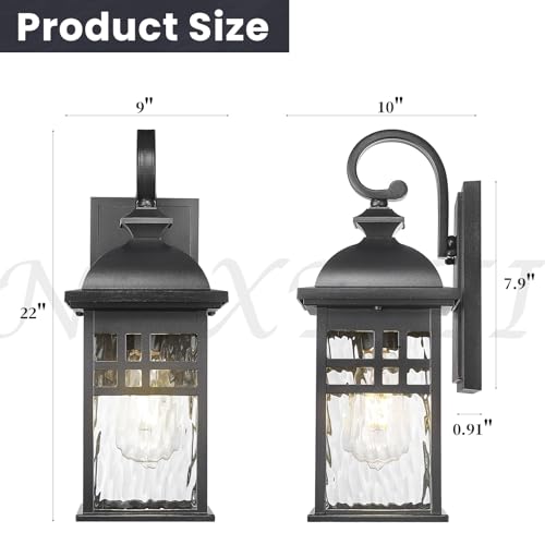Outdoor Wall Lamps Exterior Lighting Fixtures 22 Inch Height Porch Light with Water Ripple Glass E26 Socket - Image 6