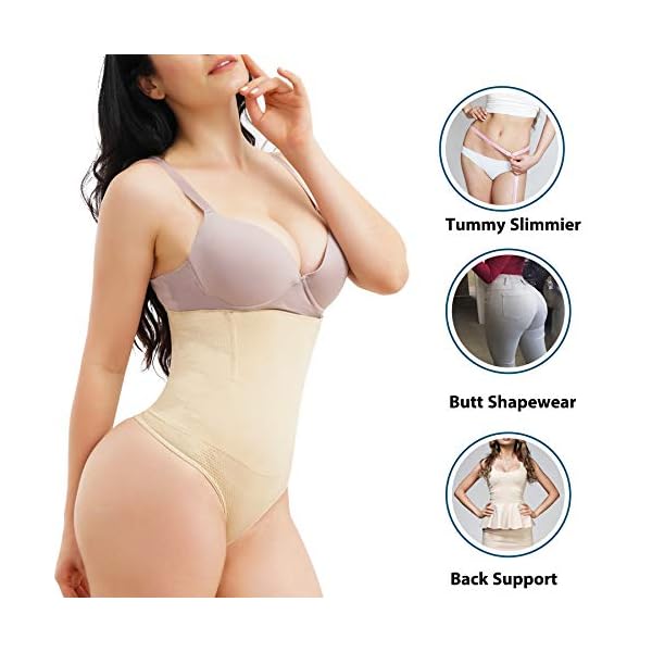 Nebility-Women-Butt-Lifter-Shapewear-Hi-Waist-Tummy-Slimmer-Thong-Panty-Seamless-Body-Shaper-Shorts Nebility Women Butt Lifter Shapewear Hi-Waist Tummy Slimmer Thong Panty Seamless Body Shaper Shorts (M/L, Beige(Thong Panty))