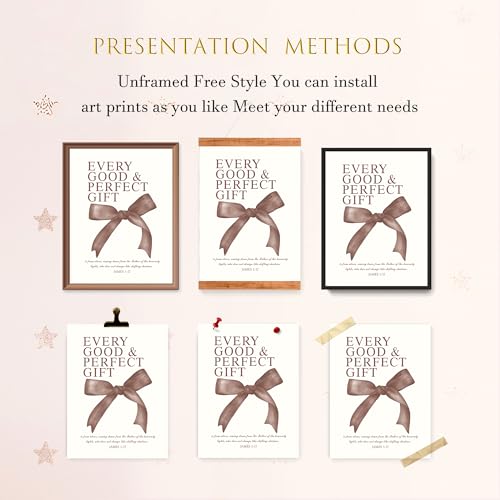 Image of LARTSFRO Coquette Brown Bow Wall Art Decor Posters, Chocolate Brown Bow Room Bedroom Bathroom Dorm Wall Art Decor Aesthetic for College Teen Girls Gifts, Inspirational Bible Verses Bow Wall Decor, 12x16 Inch Set of 4 Pcs Bow Pictures (UNFRAMED)