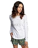 RVCA Women's RED Stitch Long Sleeve Graphic TEE Shirt, ENCIRCLE/White, Large