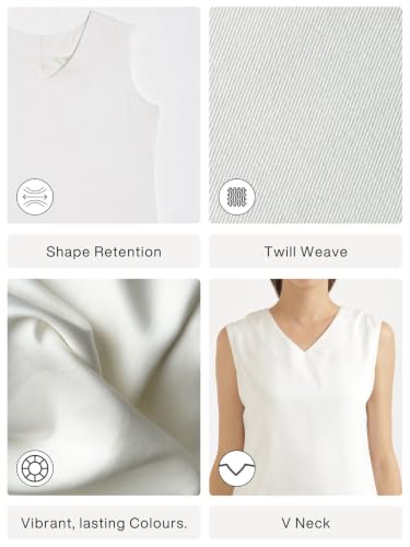 Image of SAADAA V-Neck Tops for Women| Viscose Fabric | Sleeveless Design | Relaxed Fit for Everyday Comfort | Office & Casual Wear