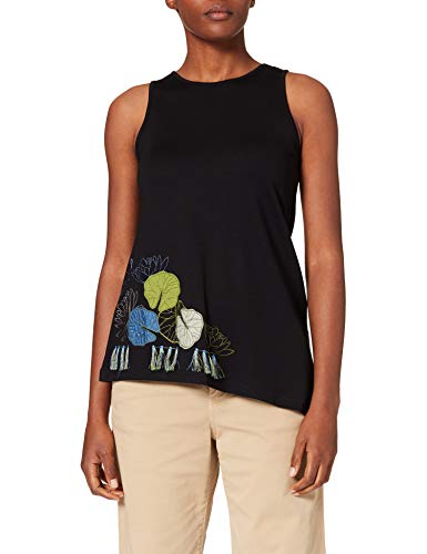 Mamatayoe Abanico Camiseta, Negro, M para Mujer