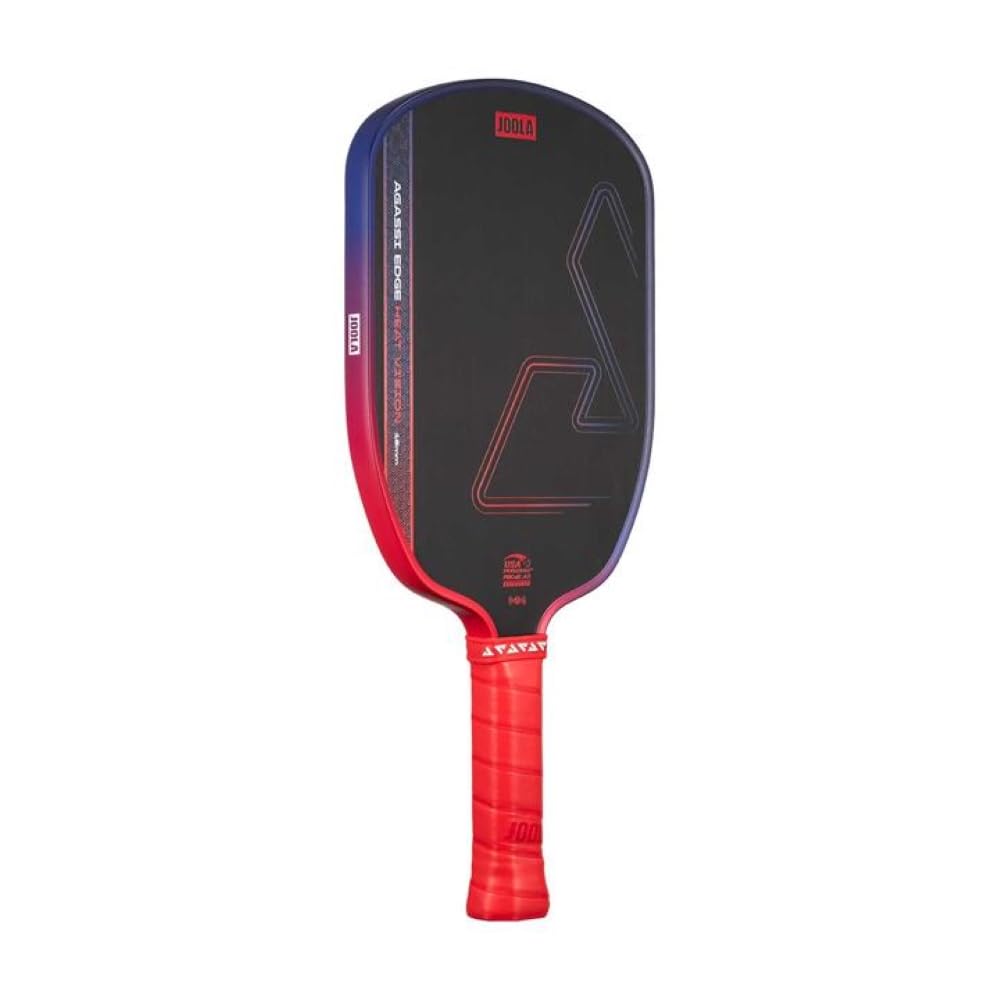 JOOLA Agassi Heat Vision 16mm Pickleball Paddle - New Shape w/Extended Sweet Spot - Textured Carbon Fiber Surface for Spin - SK Film for Less