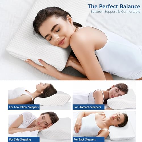 Image of TEKCOOL Cervical Memory Foam Pillow for Neck Support | 2-Year Manufacturing Warranty | Orthopedic Contour Pillow for Cervical Spine Alignment & Shoulder Support | Made in India