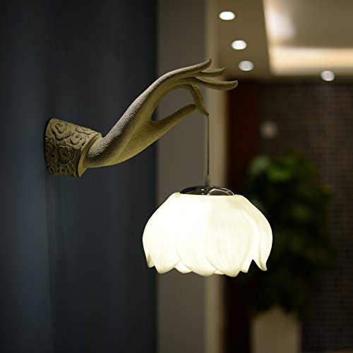 YALI Wall Lamp Chandelier Creative Home Lighting Restaurant Hotel Leisure Corridor Classical Resin Bergamot Wall Lamp Right Hand,Buddha Hand Wall lamp,5 (W)