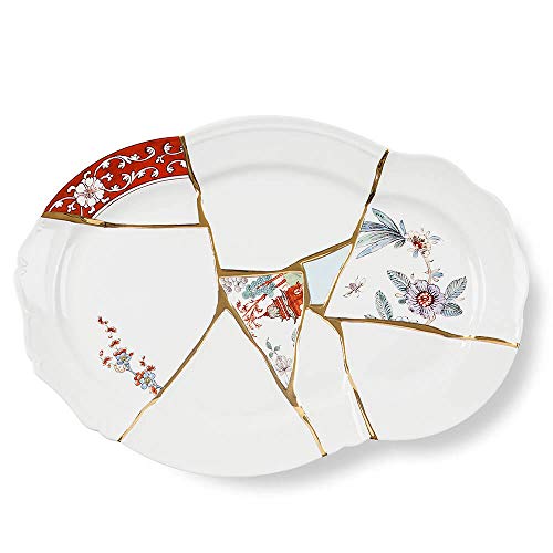Seletti Kintsugi Tablett aus Porzellan und 24 Karat Gold Cover