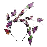 UUHUKP Schmetterlings-Stirnbänder, Schmetterlingsflügel für Frauen, Glitzer-Schmetterlings-Fascinator-Hut, Bohemian-Stil, Hochzeitshaar-Kopfschmuck, violett, 9.8in / 25 cm