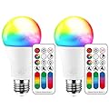ILC Color Changing LED Light Bulb, 120 Colors, 2700K Warm White, 70 Watt Equivalent, DIY Strobe, RGB with Remote Control, LED 10W A19 E26 Screw (Pack of 2)