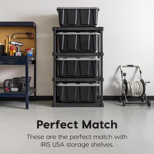 Image of IRIS USA 4-Pack 27 Gallon Storage Bins with Lids |Made in USA| Heavy Duty Plastic Tote Containers for Truckbed Tool Box Organization, Large - Gray