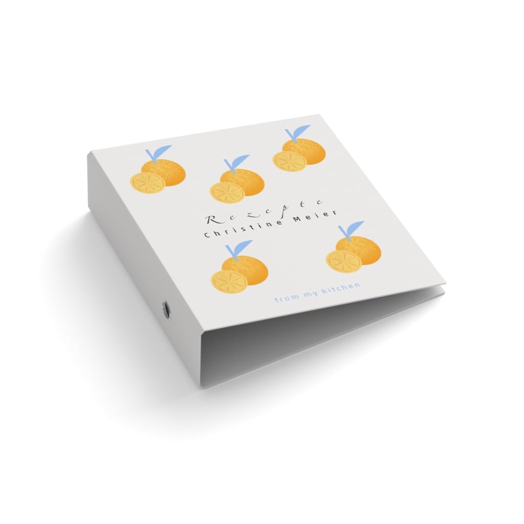 Ringordner für Rezepte | Ordner | personalisiert | Zitronen | Orangen | Mit Griffloch | für DIN A4 | 7,4 cm breit | Köchin | from my kitchen | Kochbuch | Hobbykoch