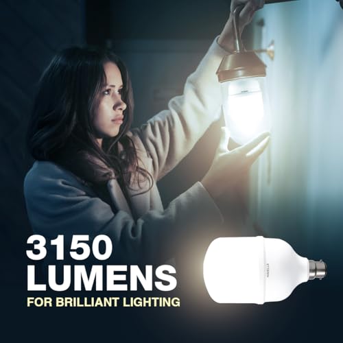 Image of Havells 30W High Wattage Led Bulb | High CRI & High Efficiency | Energy Efficient | Mercury-Free | 4KV Surge Protection | 100 Lumens Per Watt |Cool Day Light (6500K) B22D (Pack Of 4)