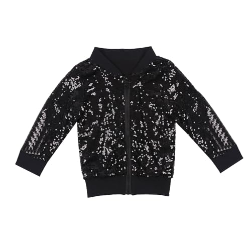 Sequins Jackets for Toddler Zipper Long Sleeve Glitter Jackets Coats Kids Baby Boys Girls Solid Sequins Coats Tops