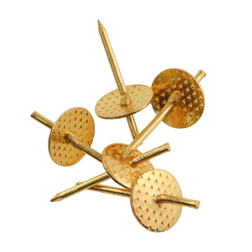 Image of 50PCS Golden Plasterboard Nails 1.14inch Iron Nail Hooks Beveled Nail Version Hardware Hanging Buttons for Plasterboard Picture Frames Canvas Mirror Hanging Decorations Factory Walls