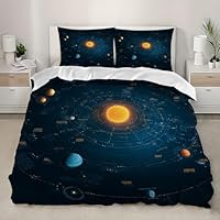 Super King Duvet Cover Set 102x87 inch Fantasy Space Theme Bedding Sets for Boys Girls Dark Blue Set 3 pcs with Zipper and 2 Pillowcase,Comfort Soft Microfibre Bed Set