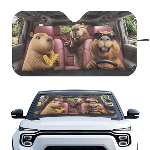Image of Capybara Car Front Windshield Sun Shade Auto Sun Shades Foldable Automotive Interior Accessories for Sun Protection Auto Sun Heat and UV Rays Blocker