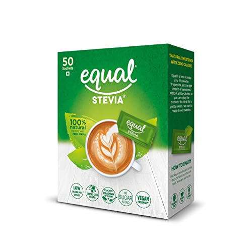 Image of Equal Stevia Natural Sweetener, Sugar Free, 50 Sachet (Pack of 1)
